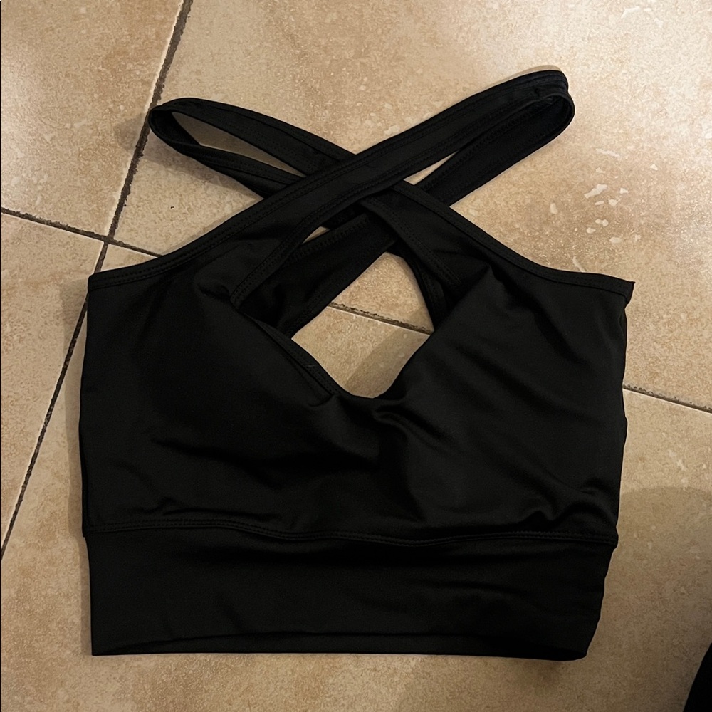 Sommer Ray Black Cross-Back Women's Sports Bra